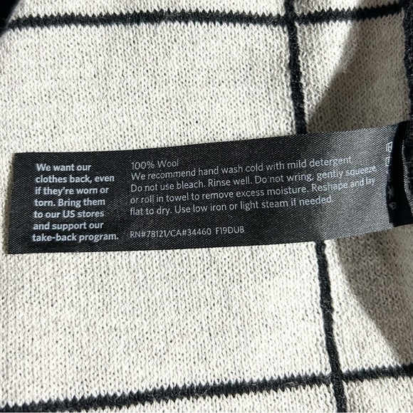 NEW Eileen Fisher Windowpane Check Wool Long Cardigan in Black L - Picture 9 of 9